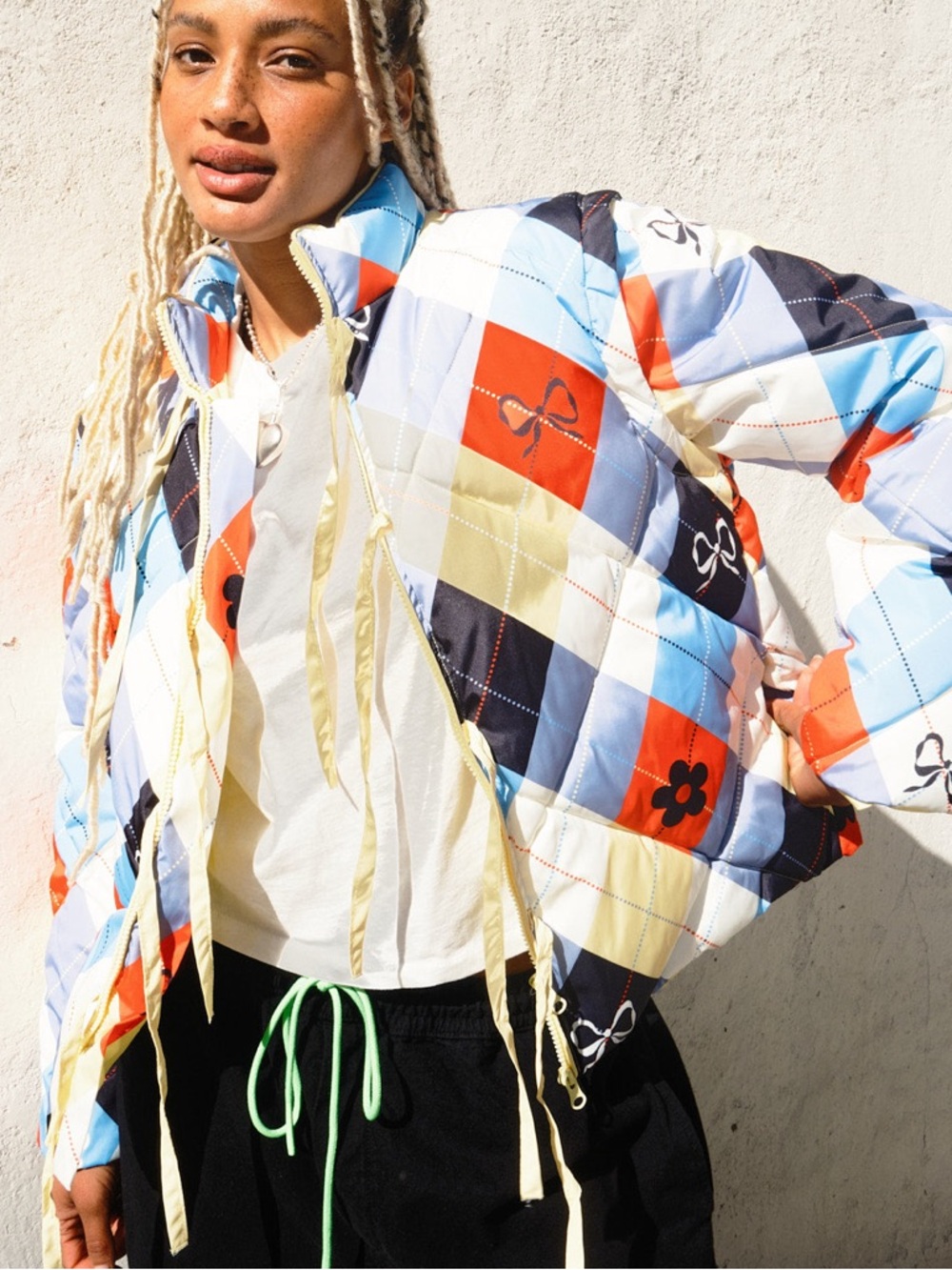 Lisa Says Gah Lady Puffer Jacket Cirque Argyle Large - Picture 3 of 11